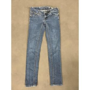MISS ME JEANS 27 Jeweled Silver Embroidered Skinny JPW5123SK-4 FS Bnfts Charity